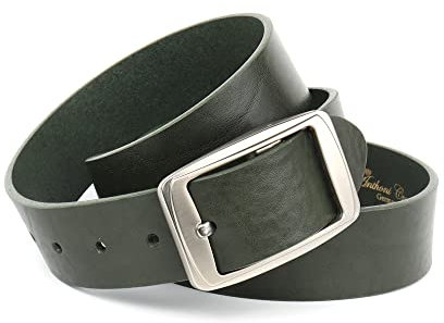 Anthoni Crown Unisex Ledergürtel Gürtel, Grün, 90