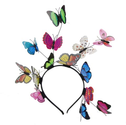 LEEMASING Haarreif für Damen und Mädchen, Party, Fee, Schmetterling, Stirnband, Tiara, Reifen, Fascinator für Schönheitswettbewerbe, Hochzeit, Abschlussball, Geburtstag (bunt)