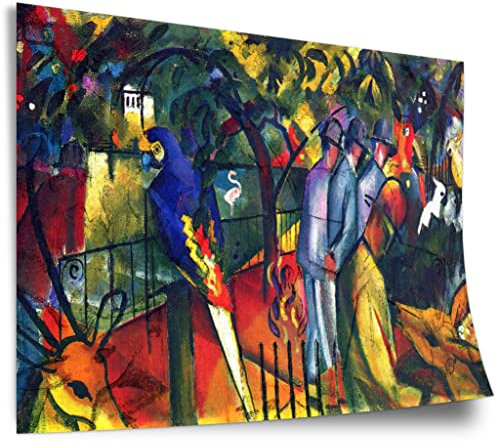 Printistico Poster August Macke - Zoologischer Garten Kunstdruck ohne Rahmen, Wandbild - A4, A3, A2, A1, A0, XXL - Wohnzimmer, Schlafzimmer, Küche, Deko