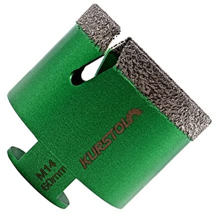 KURSTOL Diamond Core Drill Bits - 60mm with M14 thread Tile Hole Saws for Dry Drilling Porcelain Ceramic Tile Granite Marble Stone Vacuum Brazed Diamond Drill Bit