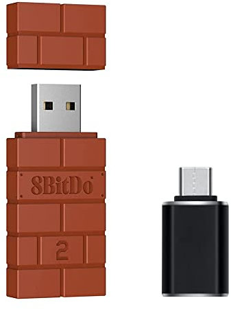 Mcbazel 8Bitdo Adaptador Inalámbrico USB 2 con Adaptador OTG Accesorio para Switch OLED/Switch, Windows, Mac y Raspberry Pi Compatible con Switch 2/Xbox Series X&S/Xbox One/Switch Pro/PS5 Controller