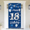 18.Geburtstag Banner Blau Silber,BTZO 18.Geburtstag Jungen,Deko 18.Geburtstagsfeier Mädchen,18 Geburtstag Poster Hintergrund Banner für 18 Party Geburtstagsdeko