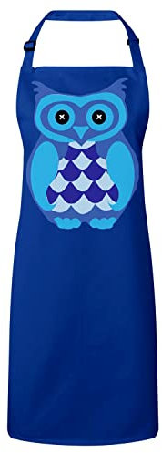 Fabulous Premium-Küchenschürze Blau Blaue Eule Knopfaugen Tier Zeichnung