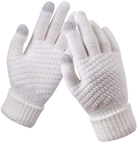 Bslvwg Women's Winter Touch Screen Gloves Warm Knit Gloves Warm Gloves Running, Cycling, Work, Wandern Ski Pack (weiß)