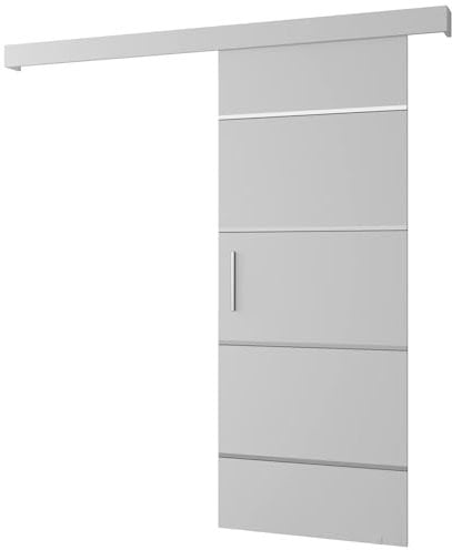 ABIKSMEBLE Salwador 4 Set di Ante Scorrevoli con Copertura del Binario - Strisce Decorative - Porte Scorrevoli per Pareti Interne - Costruzione Solida - 90 x 204 cm - Bianco