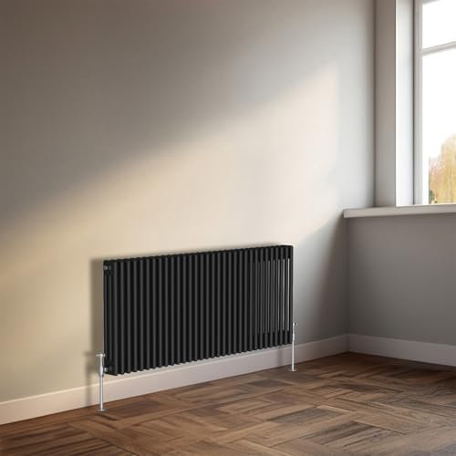 NRG Column Radiator Black 600x1462mmTriple Traditional Cast Iron Style Heater Interior Designer Horizontal Bathroom Radiators