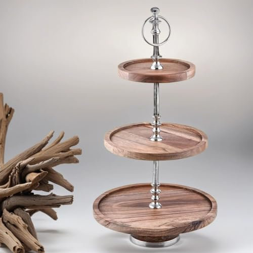 3 Etagen Etagere aus Holz Amalie rund 50cm Groß | Vintage Cupcake Ständer als Tischdeko