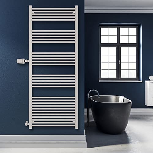 SHV Badheizkörper Andromeda mit Seitenanschluss in Weiß - 750 x 1750 mm (Anschluss 900 mm) | Heizkörper für Badezimmer, Handtuchhalter für Wand im Bad, Handtuchheizkörper