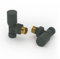VANCOCO 2Pcs 1/2×15mm Anthracite Angled Radiator Valves Round, Manual Radiator Valves Pair Standard Connection for Heated Towel Rail and Central Heating Modern Bathroom