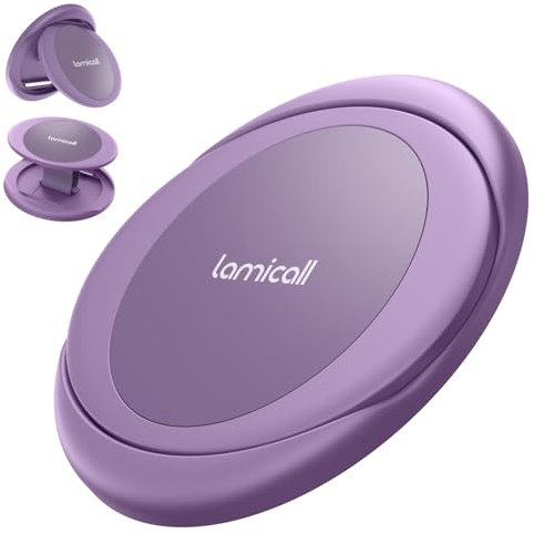 Lamicall Magnetic Finger Grip for MagSafe - Expanding Phone Ring Holder with Leather Strap, Detachable Magnet iPhone Loop Stand for iPhone 16 15 14 13 Pro/Max/Plus/Mini, Others Use Iron Plate - Purple