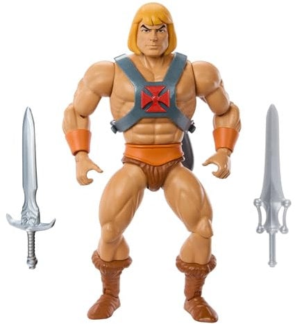 Masters of the Universe Origins-Spielzeug, He-Man-Actionfigur aus der Cartoon-Kollektion, maßstabsgetreuer, ca. 14 cm großer Held mit Rüstung, 2 Schwertern und Mini-Comic, HYD17
