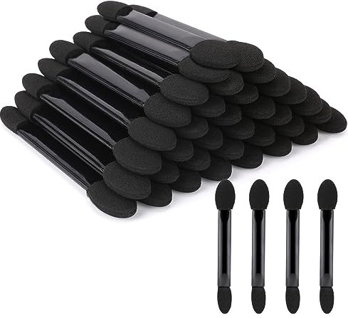 100 Stück Doppelseitiger Einweg-Lidschatten-Applikator, Lidschatten-Schwammpinsel, Make-up-Werkzeuge, Doppelseitiger Lidschattenpinsel für Damen und Mädchen zum Auftragen von Lidschatten und Make-up