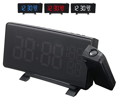 Digital Projection Clock Projection Alarm Clock with LED Alarm with Temperature Humidity Display Weather Station Digital Projector Clock