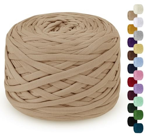 LEREATI Fettuccia per Borse a Uncinetto 285g/100m Cordino per Borse Uncinetto, Filato per Uncinetto, Cordoncino per Borse, Cestini, Tappeti, Fai da Te, Decorazioni, Artigianato (Cachi)