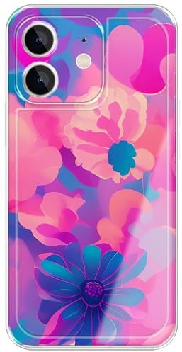 Berkin Arts Compatible with iPhone 12 Mini Case Clear Silincone Cover Pink Flower Floral Design Trendy Abstract