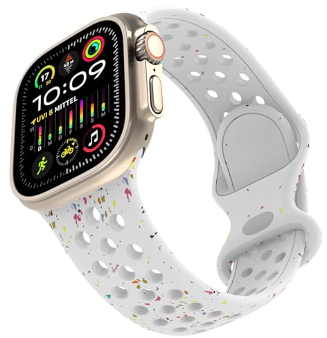 TOPsic Silicone Cinturino per Apple Watch Ultra 2 49mm, Bracciale Sportivo Multicolore Traspirante Cinturino per Apple Watch Ultra 49mm 46mm 45mm 44mm 42mm iWatch Series 10 9 8 SE2 7 6 SE 5 4 3 2 1