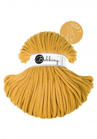Flechtkordel Jumbo Soft - 8mm - Baumwollkordel Baumwollgarn Garn Kordel Makramee Schnur Kordelband Natur Baumwolle 100m - Mustard