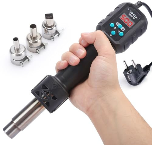 YIHUA 8858-IV Pistola termica per crafting, saldatura elettronica, fai-da-te, termoretraibile con funzione di controllo della temperatura e del volume d'aria, modalità standby manuale