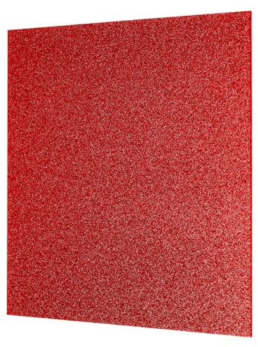 QUARKZMAN 1Pc Feuille d'Acrylique Pailletée Rouge 1/8 Épaisseur 12 x 12 Brillante PMMA Feuilles Plastiques Fluorescentes Extrudées Translucides pour l'Artisanat DIY Découpe au Laser