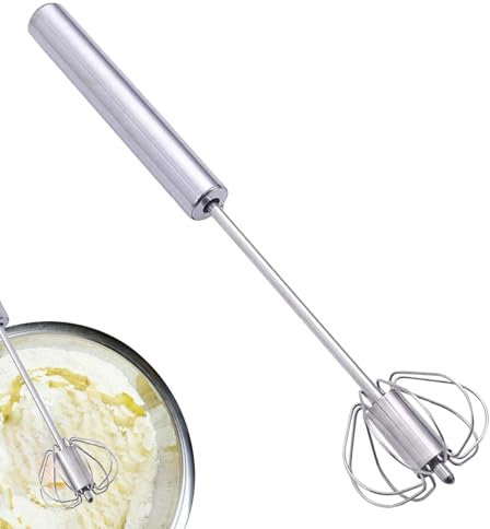 Stainless Steel Semi-Automatic Whisk - Rotating Semi-Automatic Egg Beater Whisk Hand Mixer - Non-Stick Whisk Blender Kitchen Tools and Gadgets for Whipped Cream