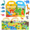 Qaestuan 2 Stück Wiederverwendbare Stickerbuch, Laptop Klare Sticker, Sticker Book für Kinder, Konzentrationstraining Sticker Spiel, Aufkleber für Mädchen & Jungen, Geschenke für 6 bis 9 Jahre