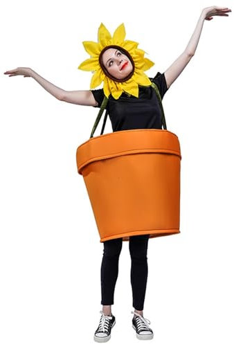 Halloween Hooded Cape - Halloween Flower Pot Costume for Adults - Women's Sunflower Costume with Headpiece Cosplay (Auburn, One Size)