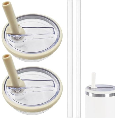 Ersatzdeckel für Stanley Quencher, 1,2 l, Klapp-Trinkhalm-Ersatzdeckel mit 2 Strohhalmen für 1,2 l Trinkbecher, auslaufsichere Becher-Abdeckungen für Stanley Cup, Weiß