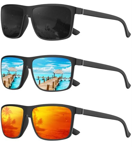 Perfectmiaoxuan 3-Pack Polarised Sunglasses for Men & Women - Lightweight TR90 Retro Frames - UV400 Protection CAT-3 HD Lenses for Driving, Fishing & Travel - Unisex Classic Shades