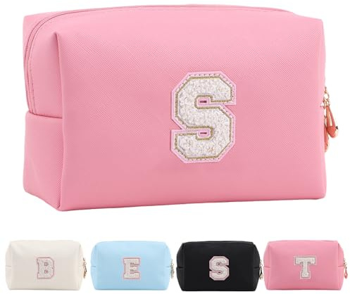 Tolmaiertu Trousse de Maquillage Personnalisée avec Initiales pour Femme, Trousse de Maquillage de Voyage, Trousse de Toilette, Cadeau d'anniversaire de Noël pour Femmes et Filles