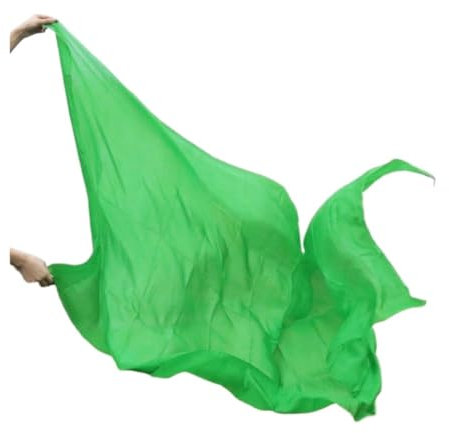 VONCYKI Schleier für Bauchtanz, 100 % echte Seide, 1 Stück, Bauchtanz-Zubehör, Bauchtanz-Schal, Schal, Tanzübung, Bühnenaufführung, Schleier (grün, 270 x 114 cm)