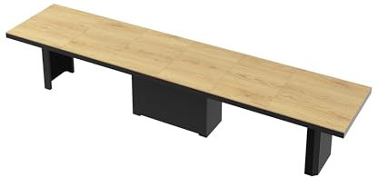 Design Esstisch HE-444 Eiche Natur / Schwarz Hochglanz ausziehbar XXL 160 cm bis 412 cm Esszimmertisch für 16 Personen Kitchentable Funktionstisch Ausziehtisch Esszimmer Tisch Esszimmermöbel
