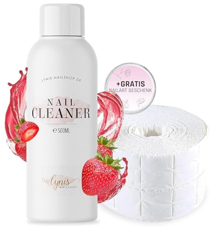 Cleaner für Nägel 500ml + 1000 Zellstofftupfer Hochwirksamer Nail Cleaner zur Entfernung von Schwitzschicht & Fettfilm, Für UV/LED Gel, Acryl & Polygel, Desinfizierend, Lynis Nailshop.de