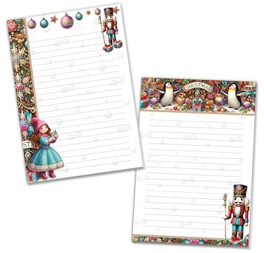 2 bunte Schreibblöcke liniert im Set Motivpapier Weihnachten Christmas Silvester Winter Wichtelgeschenk für Kinder Jungen Mädchen (2 Blöcke A5 mit je 25 Blättern)