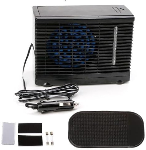 UNBITB Refroidisseur d'air De Voiture, Mini Climatiseur Portable 12V pour Voitures, Camions Et Camping-Cars, Gardez Votre Véhicule Au Frais,Noir
