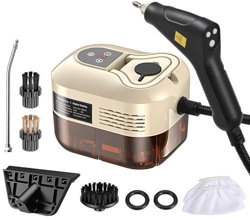 Irishom 1500W Pulitore a Vapore Portatile, Nuovo Controllo della Maniglia Migliorato | Touch Screen | 6 Livelli Regolabili | Serbatoio dell'Acqua da 1200 ml, vaporizzatore per Pulizia Profonda