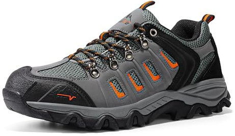 NORTIV 8 Herren Wanderschuhe,Size 44W,Schwarz/Dunkelgrau/Orange-Matt