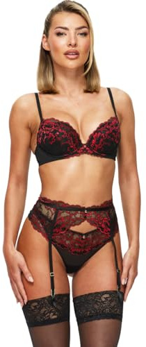 Ann Summers Sexy Lace Padded Plunge Bra Curve-Enhancing Womens Underwear with Padded Cups & Underwire, Removable Mini Pads for Smaller Sizes, Adjustable Straps