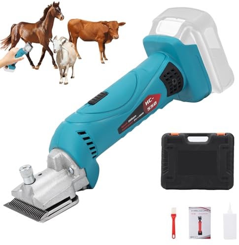 Roadtime Esquiladora Caballos Compatible con makita 18v batería,2500 PRM/MIN Profesional Maquina pelar Caballos para Ovejas Ganado Animales con motor potente, Control de 6 velocidades (Sin batería)