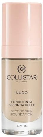 Collistar Nude Second Skin Foundation, Lang anhaltend, Leichte modulare Deckkraft, Wasserdicht, Strahlende Haut, Leuchtendes Finish, SPF 15, 1N Avorio, 30 ml