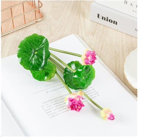 KüNstlicher Lotus 27 cm lange Lotus-weiß-rosa künstliche Blume, lebensechte Seerose, Mikrolandschaft for Hochzeit, Teich, Garten, künstliche Pflanzen, Dekoration FüR Gartenteichdekoration(Purple)