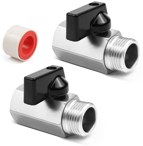 2 Stück Messingkugelhähne 1/2 Zoll - Mini Kugelhahn, Absperrhahn mit Abfallbunker, Innengewinde Kugelventile, Absperrschalter mit Griff, Ballonhahnschalter DN15 für Küche Bad WC, Einfache Wartung