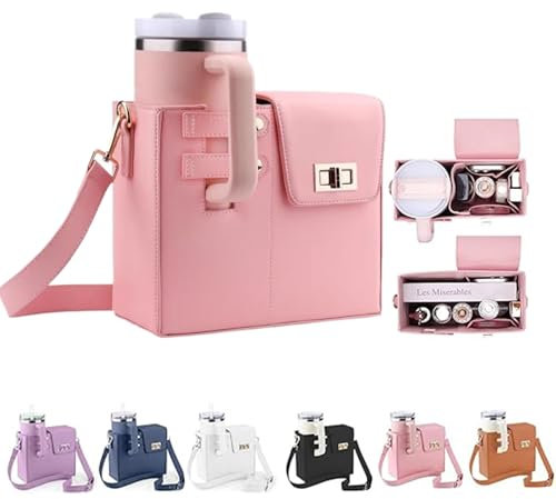 oryshrystar Stanley Cup Purse - Waterproof Crossbody Bag, Adjustable Strap, Multifunctional Backpack, Pink