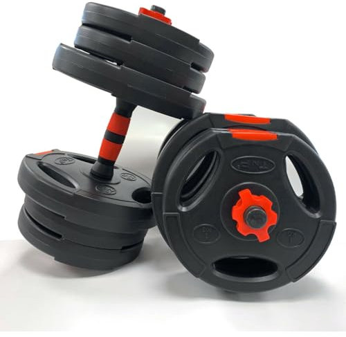 20kg Adjustable Dumbbells Set - Free Weights Dumbbell Handle Bars Pair - Excellent for Weight Lifting Body Building Home Gym Training Equipment Barbell Bench Press Exercise (20KG)