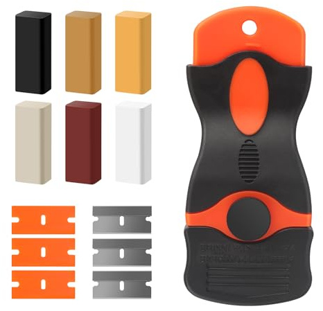 6 Stück Laminat Reparaturset, Parkett reparaturset mit Schaber und klingen Hartwachs Reparaturset Vinylboden Reparaturset Arbeitsplatte Reparaturset Laminatboden für Holztüren, Tische, Schränke