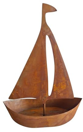 Bornhöft Rostiges Segelboot Gartendekoration, 65 cm Höhe, Metallboot zum Bepflanzen oder Dekorieren Edelrost rostige Gartendeko