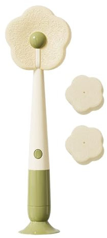 Cup Lid Cleaning Brush, Tumbler Scrubber Tool, 10.24x2.95x1.77in, Flower-Shaped Suction Cleaner, Sponge Crevice Washer, Ideal for Wine Glasses, Sinks, Travel Mug, Green/Pink/Orange