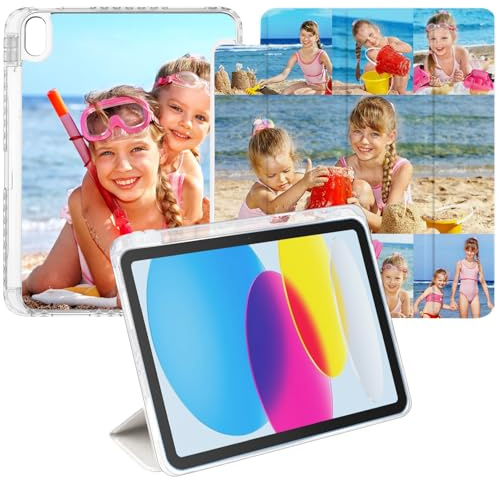 Custom Photo Personalized Case for iPad A16 11 inch 2025 (Model: A3355 A3356 A3354) Clear Back Leather Folio Cover Built in Pencil Holder Trifold Stand Auto Wake/Sleep（8 Photo）