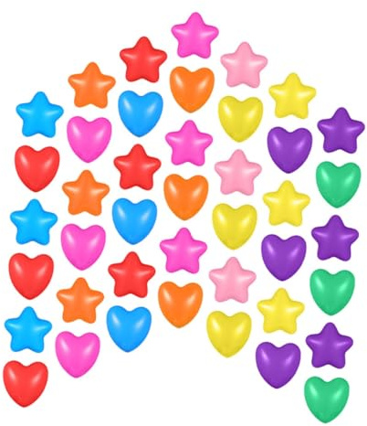 HEALSOPTHY 100 Stück Bällebadbälle aus Kunststoff Stern und Herzform 6cm Kinder Spielbälle für Indoor Bällebecken und Party Spielbereich