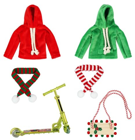 Elfenpuppen Kleidungszubehör, Weihnachten Elfen Puppenzubehör, Miniatur Wichtel Zubehör, Weihnachtselfen Puppe Kostüm Zubehör für Elfenpuppen Dekoration (B)