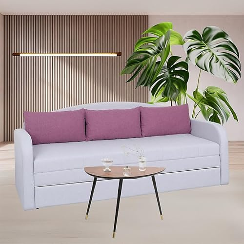 Agritrade AK TENUS II Sofa Bed Comfortable Upholstered Bed with Storage Pull Out Sleep Function - Light Grey and Pink